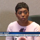 Liah Gant taking to reporters during a press conference.